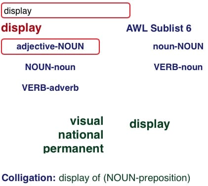 AWl Collocates Dictionary Display