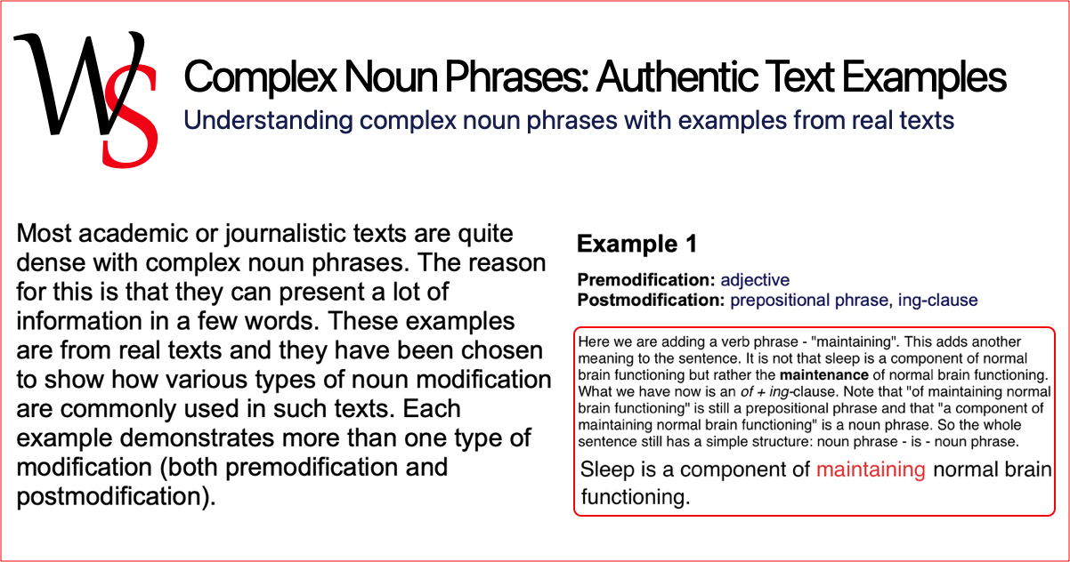 Complex Noun Phrase Examples Writing Support