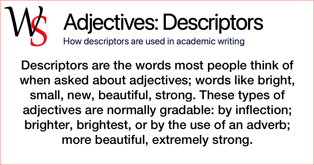 Adjectives: Descriptors | Writing Support