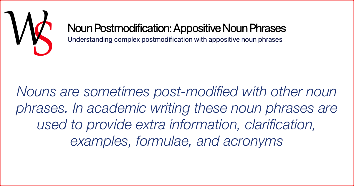 Apposition Noun Phrase Postmodification Writing Support 7454