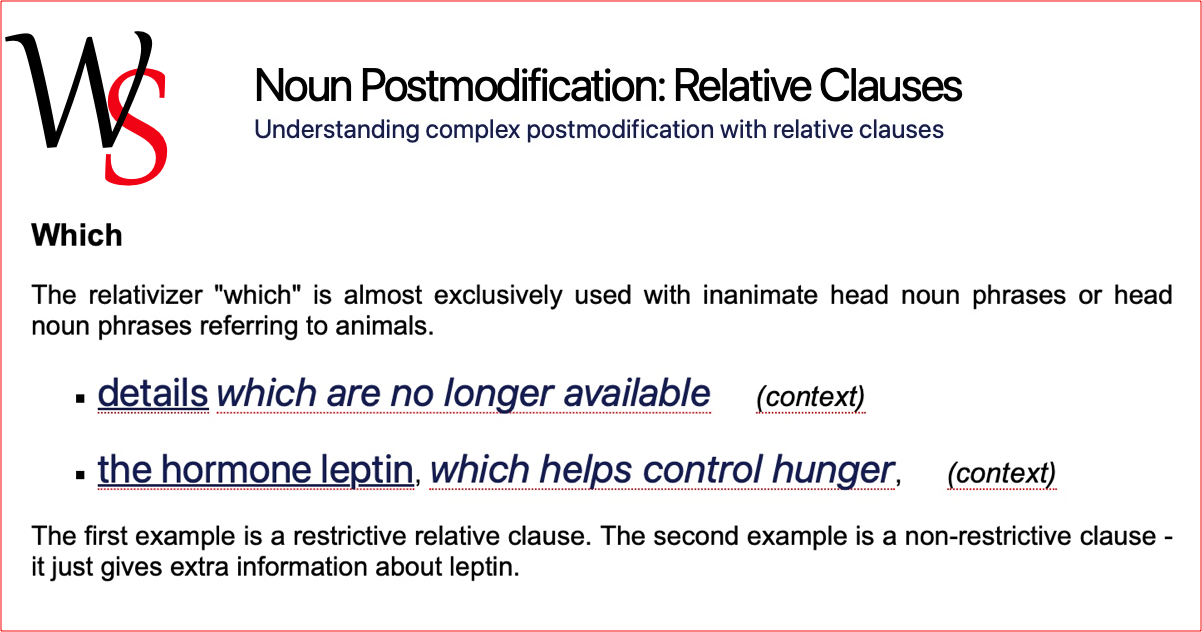 Relative Clauses | Noun Phrase Postmodification | Writing Support