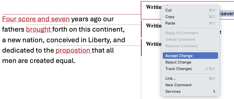 MS Word Review balloon
