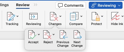 MS Word Review Tab