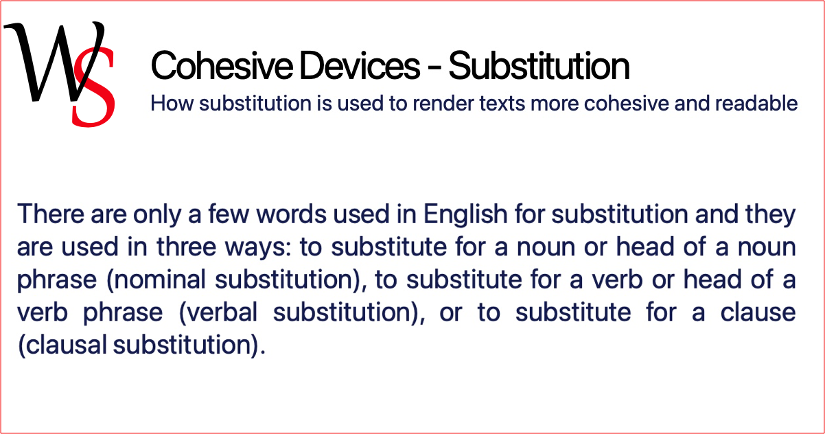 Substitution Cohesive Devices Writing Support 0834